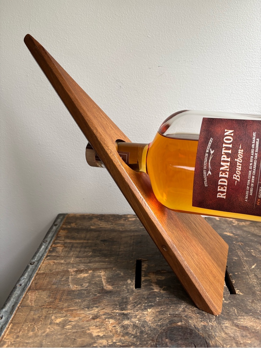 Mid century modern Danish style balancing wine bottle holder